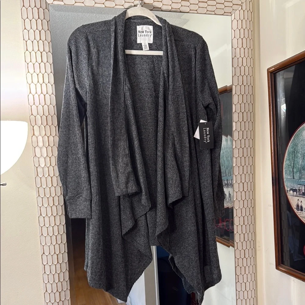 NWT New York Laundry Gray Open Front Cardigan - Picture 1 of 1